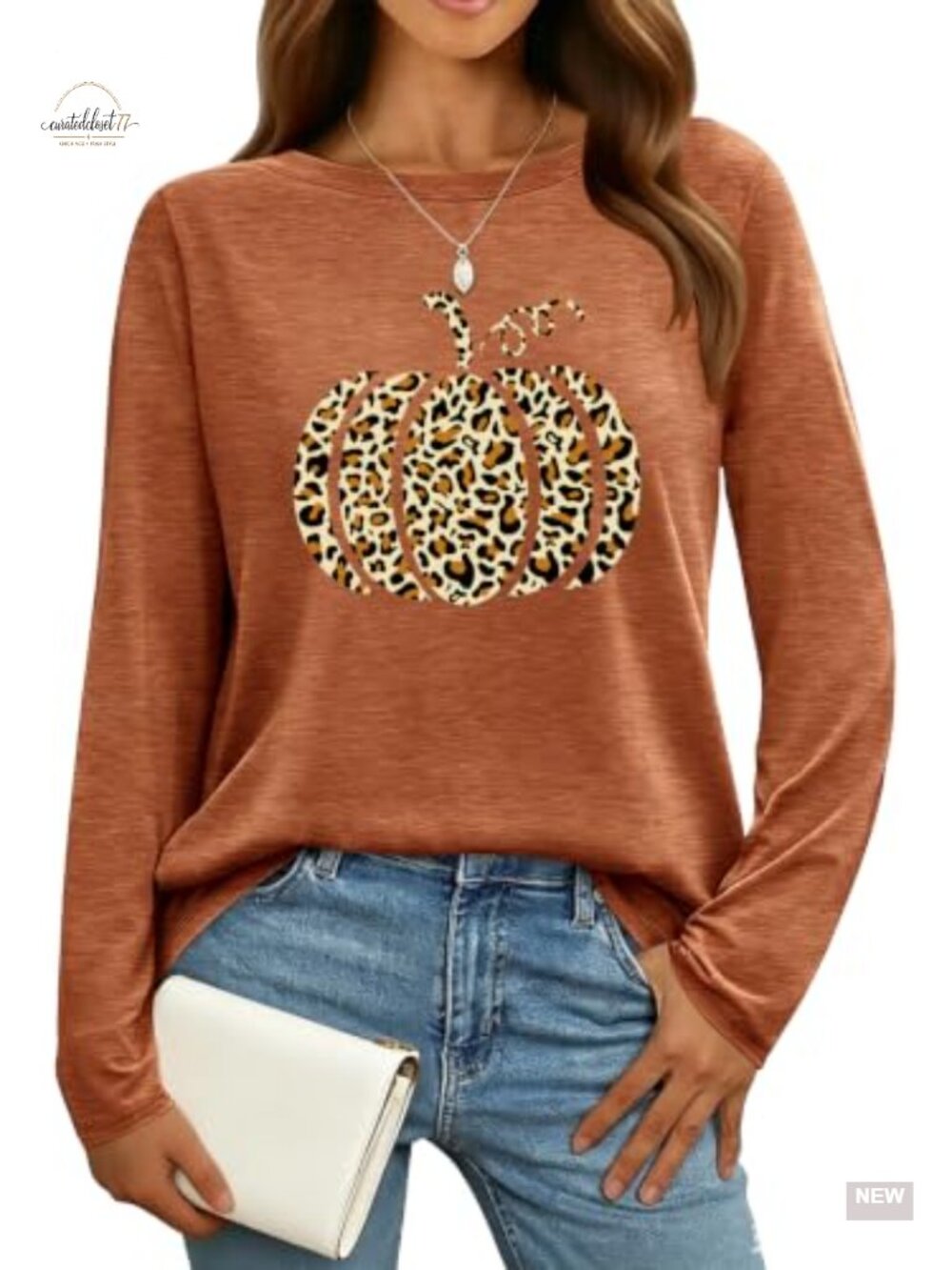 Long Sleeve Halloween Pumpkin T-Shirt Fall Thanksgiving Crew Neck